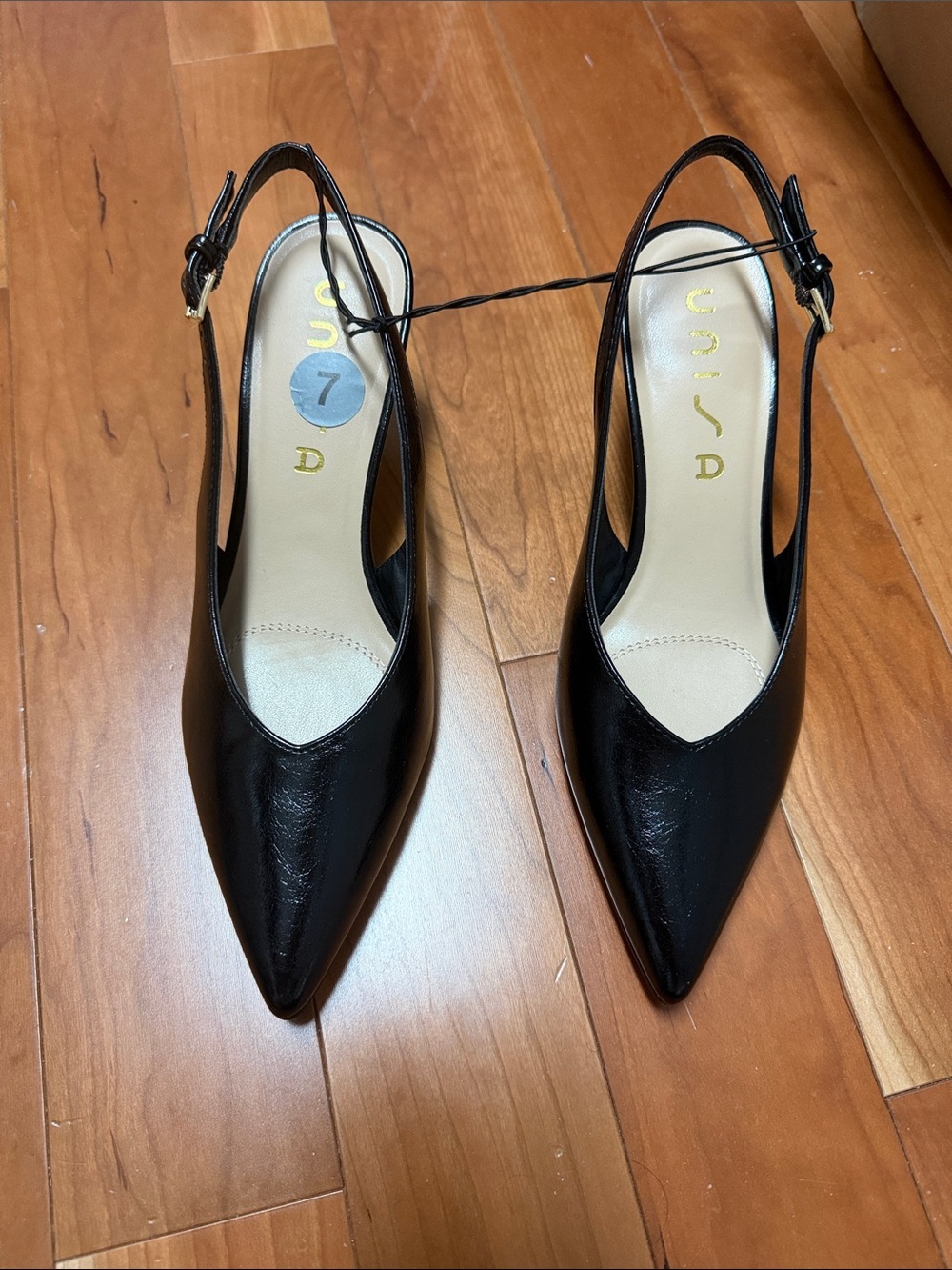 Unisa Black Patent Pointed Slingback Heels